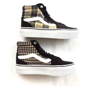 Vans Filmore Brown Plaid/Houndstooth Suede High-Top Skater Sneakers (W6.0)